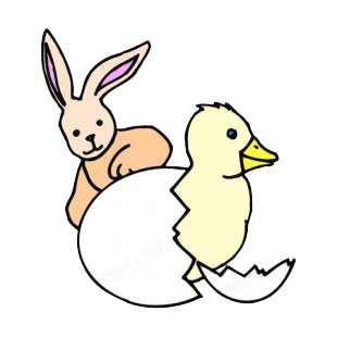Bunny with chick hatching from egg listed in easter decals.