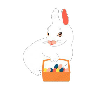 Bunny with easter egg basket listed in easter decals.