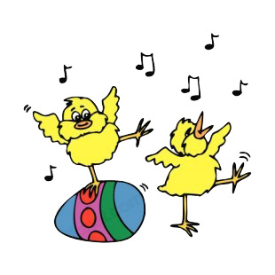 Chicks with easter egg dancing listed in easter decals.