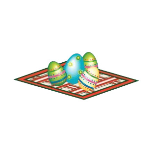Multi colored easter eggs on green and red blanket listed in easter decals.
