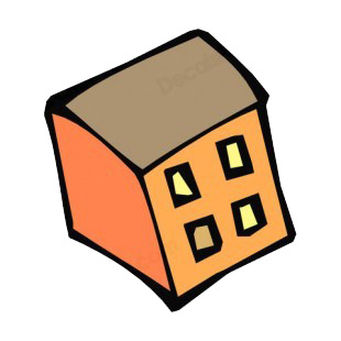 Orange with brown roof office bungalow listed in buildings decals.