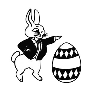 Bunny in suit with easter egg listed in easter decals.