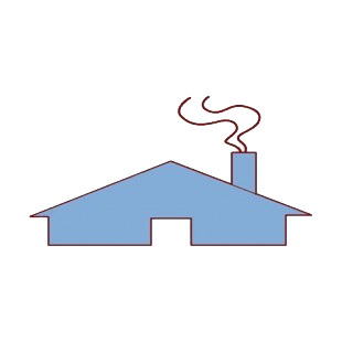 House silhouette with smoke coming out of chimney listed in buildings decals.