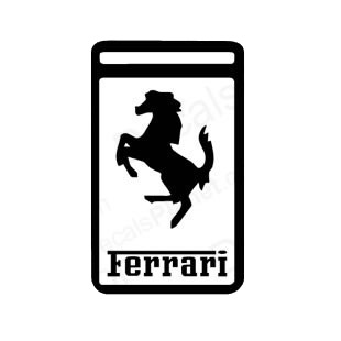 Ferrari horse logo and text listed in ferrari decals.