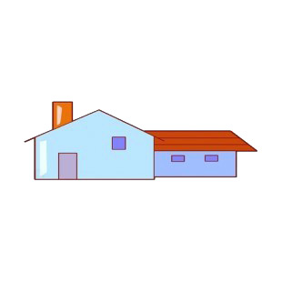 Blue with red roof house listed in buildings decals.