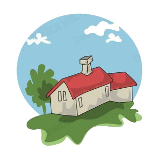 House with red roof and green tree listed in buildings decals.