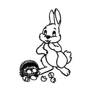 Bunny with dropped basket listed in easter decals.