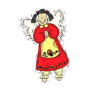 Angel with red dress smiling listed in angels decals.