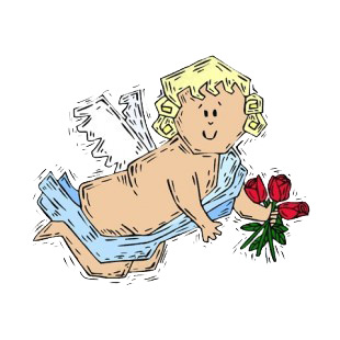 Cherub holding red roses listed in angels decals.