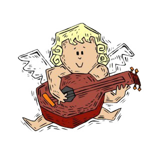 Cherub playing lute listed in angels decals.