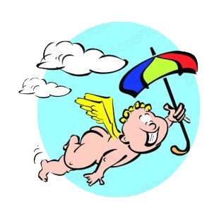 Cherub with umbrella listed in angels decals.