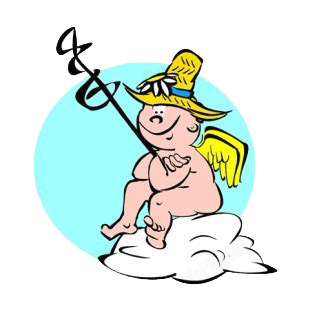 Cherub with stick and hat waiting listed in angels decals.