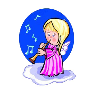 Angel with pink dress playing horn listed in angels decals.