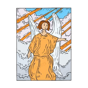 Angel with clouds and sunbeams painting listed in angels decals.
