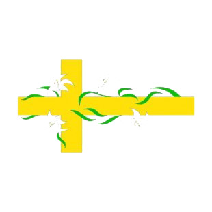 Gold cross with white flowers listed in crosses decals.