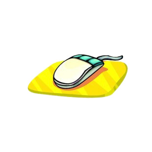 Wired mouse on yellow mouse pad listed in business decals.
