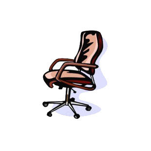 Armchair on wheels listed in business decals.