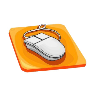 Wired mouse on orange mousepad listed in business decals.