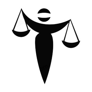 Law of justice women balance listed in business decals.