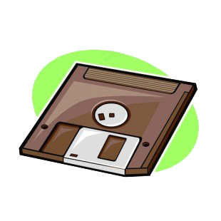 Brown floppy disk listed in business decals.