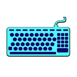 Blue old wired keyboard listed in business decals.