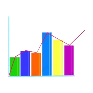 Multi colors bar graph  listed in business decals.