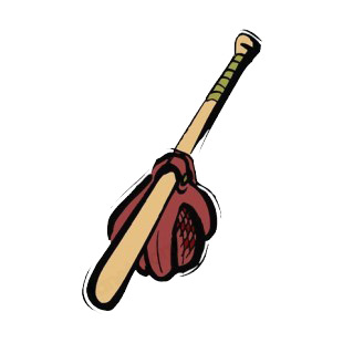 Baseball bat with glove listed in baseball and softball decals.