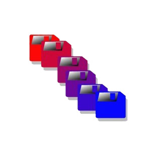 Multi colors floppy disks listed in business decals.