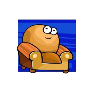 Brown armchair smiling listed in business decals.