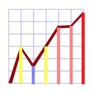Multi colors bar graph chart listed in business decals.