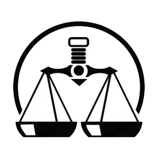 Law of justice balance listed in business decals.