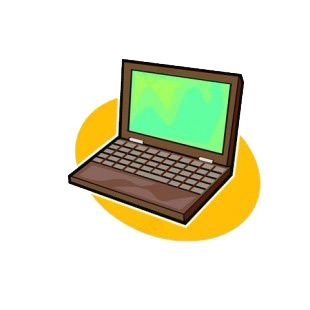 Brown laptop listed in business decals.
