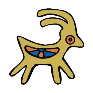 Brown orange and blue goat figure listed in figures and artifacts decals.