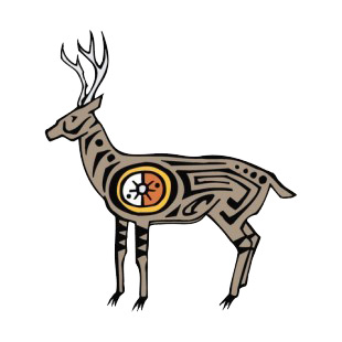 Deer with yellow and white drawing figure listed in figures and artifacts decals.