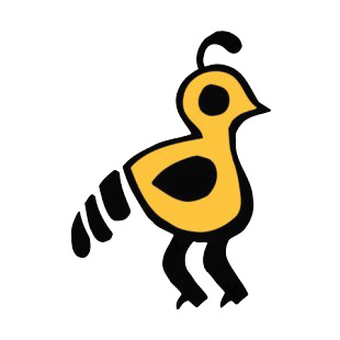 Yellow and black peacock figure listed in figures and artifacts decals.