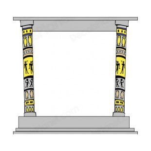 Egyptian columns with drawing design listed in figures and artifacts decals.
