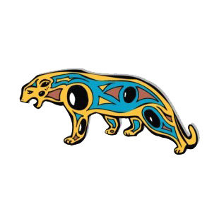 Yellow tiger with brown black and blue drawing figure listed in figures and artifacts decals.