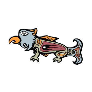 Blue and grey fish bird figure listed in figures and artifacts decals.