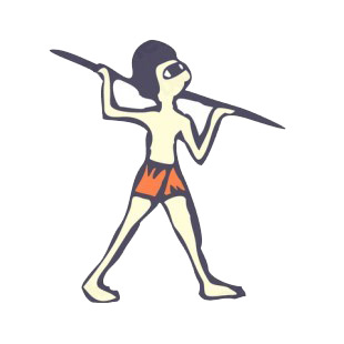Man with orange short holding spear figure listed in figures and artifacts decals.