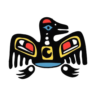 Black bird with multi colors drawing figure listed in figures and artifacts decals.