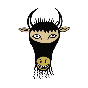 Black and brown smiling goat figure listed in figures and artifacts decals.
