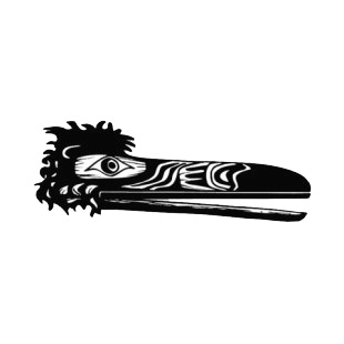 Black and white with long beak bird figure listed in figures and artifacts decals.