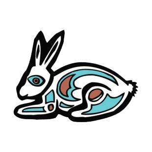 White bunny with blue and brown drawing figure listed in figures and artifacts decals.