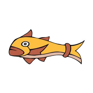 Yellow and brown fish figure listed in figures and artifacts decals.