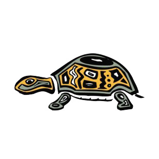 Grey & yellow turtle with black & white drawing figure listed in figures and artifacts decals.