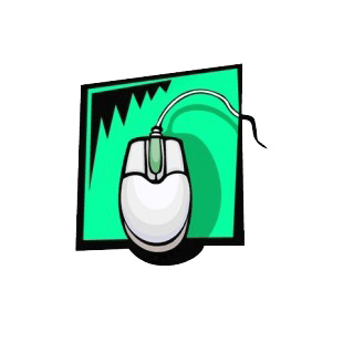 White wired mouse with green scroller listed in business decals.