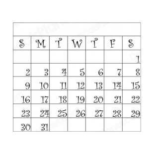 Month calendar listed in business decals.