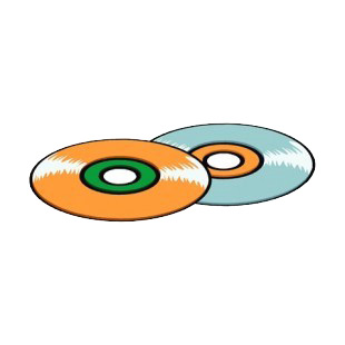 Orange and blue cd disc listed in business decals.
