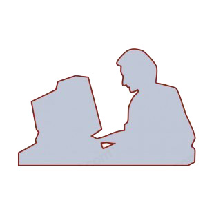 Man working on computer silhouette listed in business decals.