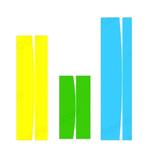 Yellow green and blue bar graph listed in business decals.
